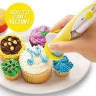 Mom Cake Pen | Complete Set of 14 Electric Icing Cupcake Cake Pastry Decoration Pen Tool Kit with Deco Tips E-Book... N6