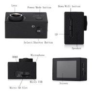 WiFi Action/Sports Camera Kit - 14MP Sensor, 170&deg;Wide Angle Lens, 2 inch LCD Display, 1080p@30fps, 720p@60fps... N18