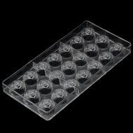 Grainrain Clear Hard Plastic Rose Shaped Polycarbonate PC Chocolate Molds DIY Jelly Mould 21Cavities N5