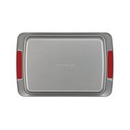 Cake Boss Deluxe Nonstick Bakeware 9-Inch by 13-Inch Cake Pan, Gray with Red Silicone Grips