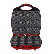 VonShef Deluxe 12 Hole Electric Mini Donut Maker Snack Machine, Red N3