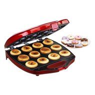 VonShef Deluxe 12 Hole Electric Mini Donut Maker Snack Machine, Red N4
