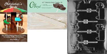 Cybrtrayd 45St50-J022 Truck Lolly Jobs Chocolate Candy Mold with 50 Lollipop Sticks, 4.5-Inch N7