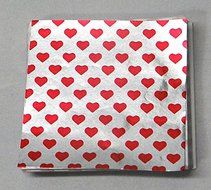 3&quot; x 3&quot; Valentines Print - Red Heart on Silver- Confectionery Foil Wrappers Candy Wrappers Candy Making Supplies