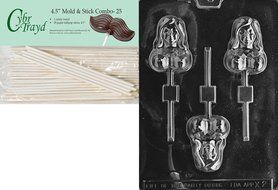 Cybrtrayd 45St25-X002 Dolly Lolly Chocolate Candy Mold with 25 Lollipop Sticks, 4.5-Inch