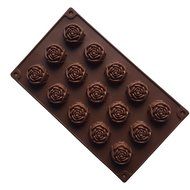 Always Your Chef 15-Cavity Silicone Rose Flowers Chocolate Candy Molds Mini Cupcake Molds Baking Cups, Random...
