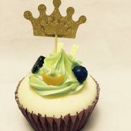 DooXoo Double Sided Gold Crown Topper Glitter Gold Wand Cake Topper Cupcake Topper Wedding Cupcake Toppers Set...