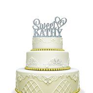 Personalized Sweet 16 Cake Topper with Heart For Birthday Glitter Gold