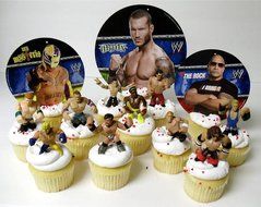 WWE 13 Piece Wrestler Rumblers Wrestling Birthday CUPCAKE Cake Topper Set Featuring 10 RANDOM WWE Rumbler Figures... N2