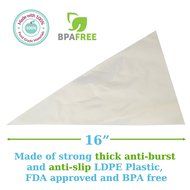 100 Premium Clear Disposable 16&quot; Pastry Bags for Piping, Icing and Frosting, In a Dispenser Box, With a Gift of... N4