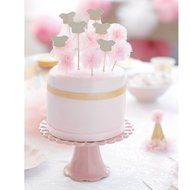Talking Tables We Heart Pink Tutu and Pom Pom Cake Toppers (12 Pack), Multicolor