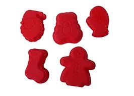 Juvale Silicone Christmas Holiday Chocolate Hard Candy Mold Set Heat Resistant Gingerbread Santa Stocking - 5...