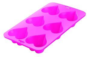 Siliconezone 10.6&quot; 6 Cup Non-Stick Silicone Heart Cake Pan, Dark Pink N8