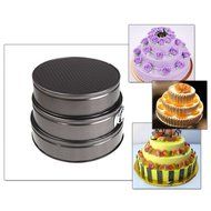 Life-C Cake Pan Mold [Hearted Round Square] with Non-stick Coating, Rolled Rim to Resist Warping Spring Latch... N12