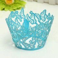 HUAL Cupcake Wrappers 50 Filigree Artistic Bake Cake Paper Cups Butterfly Lace Laser Cut Liner Baking Cup Muffin... N6