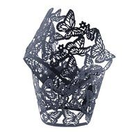 HUAL Cupcake Wrappers 50 Filigree Artistic Bake Cake Paper Cups Butterfly Lace Laser Cut Liner Baking Cup Muffin... N9