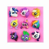 Yunko 9 Cavity My Little Pony Roles Theme Mini Silicone Cake Decoration Mold Candy Fondant Chocolate Gum Paste... N3