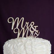 Mr and Mrs Wedding Cake Topper Gold Rhinestone Monogram Decoration (gold) N9