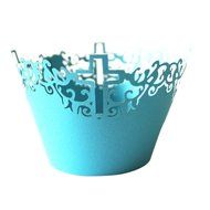 50 Cupcake Paper Cups Lace Muffin Cake Wrapper Cross Wedding Multi-color - Sky Blue, 5 cm 8 cm N3