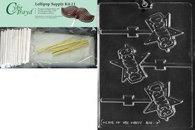 Cybrtrayd 45StK25G-K161 Dance Lolly Kids Chocolate Candy Mold with Lollipop Supply Bundle, Includes 25 Lollipop...