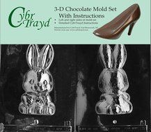 Cybrtrayd E217AB Chocolate Candy Mold, Includes 3D Chocolate Molds Instructions and 2-Mold Kit, Bunny Holding...