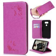 LG G5 Case,LG H868 Case - Wallet Folio Flip Magnetic Smart Closure Embossed Butterflies PU Leather Case with Stand... N34