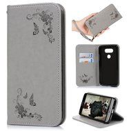 LG G5 Case,LG H868 Case - Wallet Folio Flip Magnetic Smart Closure Embossed Butterflies PU Leather Case with Stand... N39