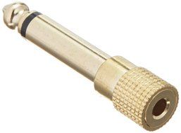 Monoprice Metal 6.35mm (1/4 Inch) Mono Plug to 3.5mm Stereo Jack Adaptor - Gold Plated (3 Pack) N2