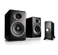 Audioengine P4 Passive Bookshelf Speakers and N22 Audio Amplifier Desktop Audio Speaker System (Black) N2