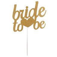Bride To Be Silver &amp; Gold Glitter Wedding Bridal Shower Cake Topper Hen Party Favor - Gold N3