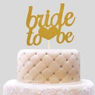 Bride To Be Silver &amp; Gold Glitter Wedding Bridal Shower Cake Topper Hen Party Favor - Gold N4