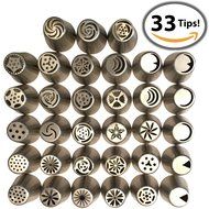 40 Piece Russian Piping Tips Set PLUS Storage Case! | 33 Stainless Russian Piping Tips &ndash; 1 Three Bag Coupler &ndash;... N5