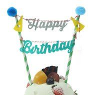 Hangnuo 1 Set DIY Cake Toppers Flags Banner Birthday Cake Flags Decoration N13