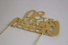All About Details Gold 80-Years-Blessed Cake Topper N2