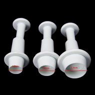 3 Pcs/set Round Shape Cake Cookie Cutters Plunger Decorating Fondant Mold Tools