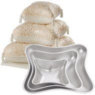 New Wilton PILLOW SHAPED 3 SET wedding Cake Tin Baking Pan insert instructions
