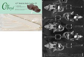 Cybrtrayd 45St25-H060 Rat Lolly Halloween Chocolate Candy Mold with 25 4.5-Inch Lollipop Sticks