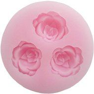 Funshowcase Tiny 3 Holes Blooming Rose Candy Silicone Mold for Fondant Cake Decoration, Cupcake Topper, Polymer...