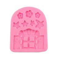 Yunko Flower Leaves Fairy Garden Gnome Home Door Silicone Mold Sugarcraft Chocolate Fondant Decorating Mold