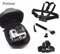 ProGear Monopod Head And Chest Mount Bundle With Hard Shell Carrying Case For GoPro Hero 4/3+/3/2/1 Everything...