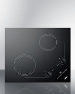 Summit CR2B121 22" Radiant Cooktop with 2 Elements Smooth Black Ceramic Surface Residual Heat Indicator and Indicator... N2