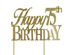All About Details Gold Happy-75th-birthday Cake Topper