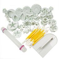 HOSL Cake Tools 14 sets (46pcs) Flower Fondant Cake Sugarcraft Decorating Kit Cookie Mould Icing Plunger Cutter... N3