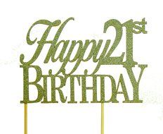 All About Details Gold Happy-21st-birthday Cake Topper