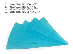 4 Sizes Silicone Pastry Bag Set, Reusable Icing Piping Bag Baking Cookie Cake Decorating Bag-Blue color(S+M+L+XL) N5