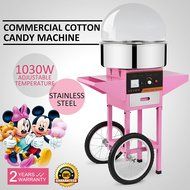 OrangeA 1030 Watts Stainless Steel Cotton Candy Machine with Cart and Cover &ndash; Pink N23