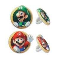 Super Mario Bros Luigi cupcake rings (24) party favor cake topper 2 dozen