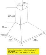 Ancona Pyramid 400 CFM Wall Mount Range Hood, 30-Inch