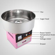 OrangeA 1030 Watts Stainless Steel Cotton Candy Machine with Cart and Cover &ndash; Pink N27