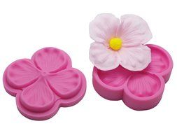 FOUR-C Fondant Tools Flower Blossom Veiner Embossing Molds Silicone Gumpaste Molds for Cupcake Color Pink